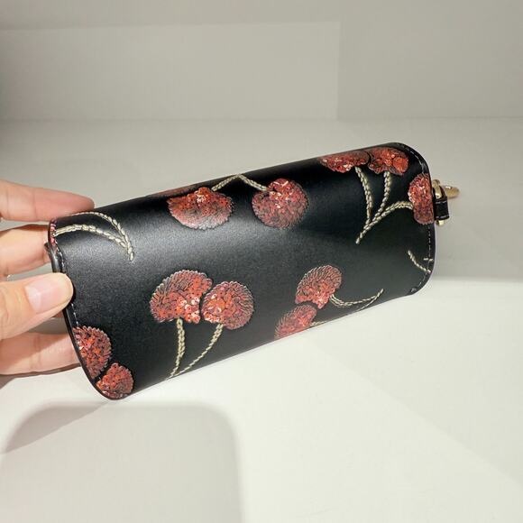 Coach Sunglass Case With Cherry Print CDD74 smooth leather/Gold/Black Multi main image 5